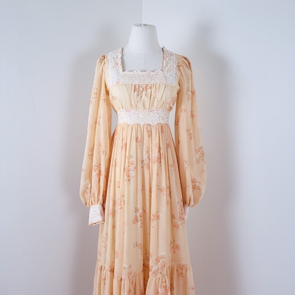 Gunne Sax by Jessica McClintock maxi dress layered tiered long sleeve bishop - Picture 16 of 16